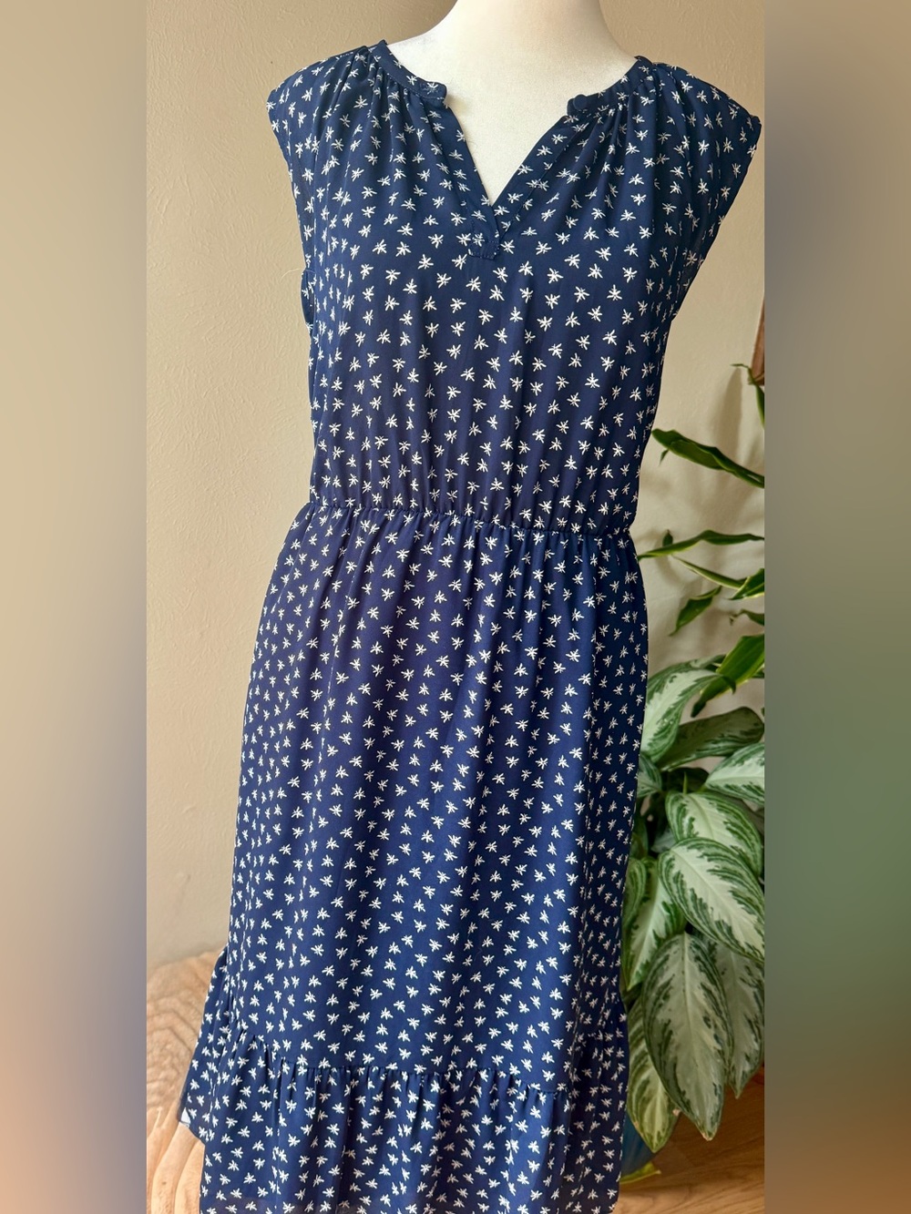 J. Crew Navy Sleeveless Star-Print Dress